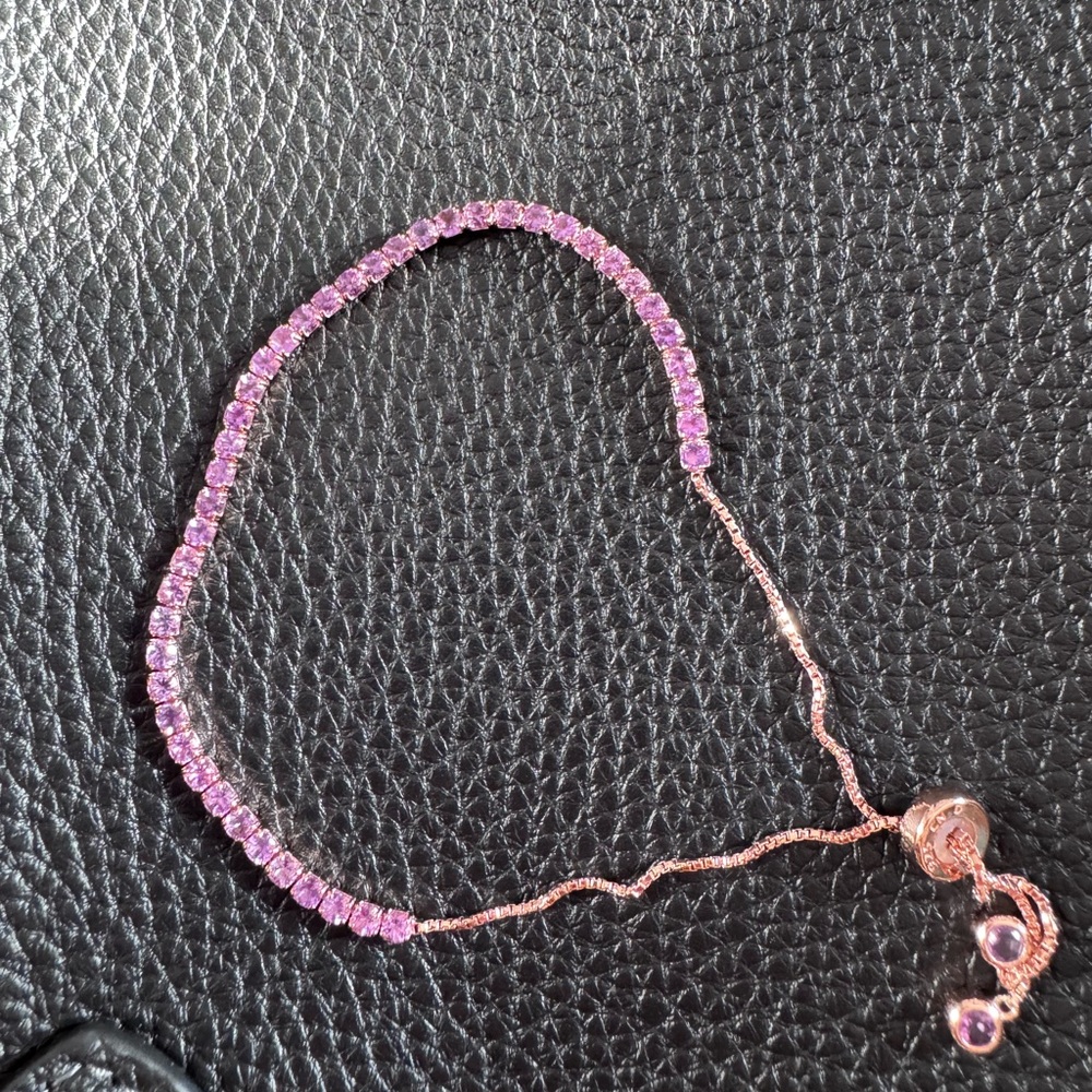 Bracelet 925 sterling silver amethyst rose gold